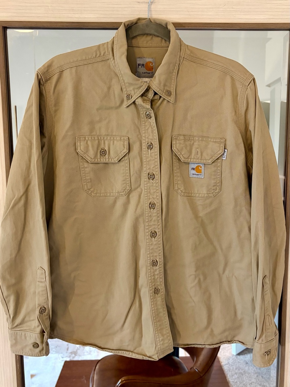 Carhartt Flame-Resistant Force Cotton Hybrid Shirt Womens Khaki size Medium